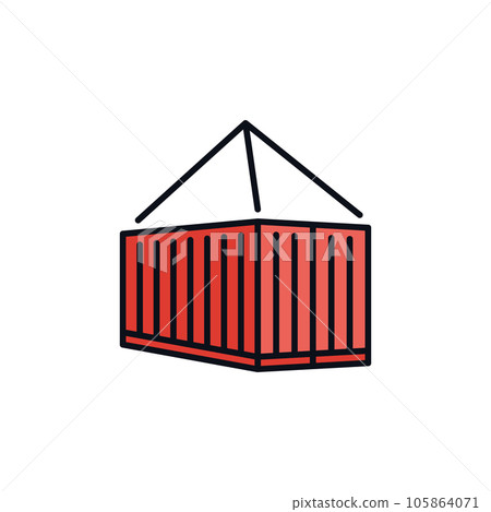 Red Freight Container vector Intermodal Cargo concept colored icon 105864071