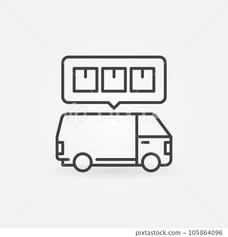 Van with Speech Bubble vector Logistics concept outline icon 105864096