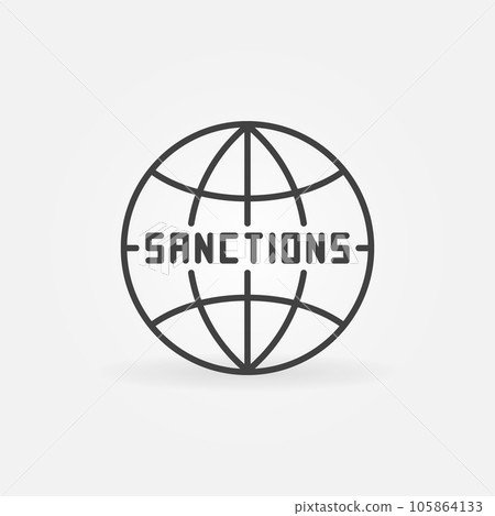 World Sanctions vector Financial Crisis concept outline icon World Sanctions vector Financial Crisis concept outline icon 105864133