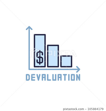 Declining Devaluation Bar Chart vector concept colored icon 105864179
