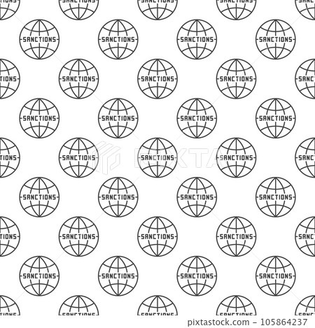 Sanctions minimal pattern with Earth Globe sign. Vector seamless background 105864237