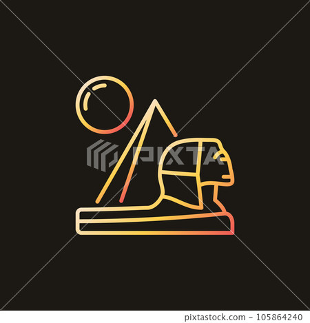 Sphinx with Egyptian Pyramid vector Egypt Landscape outline colorful icon Sphinx with Egyptian Pyramid vector Egypt Landscape outline colorful icon 105864240