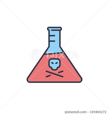 Toxic Chemistry Flask with Skull vector Chemistry concept colored icon 105864272