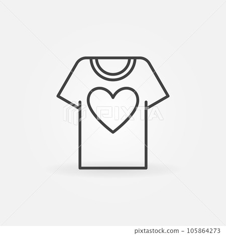 T-shirt with heart line icon. Vector Volunteering tshirt sign 105864273