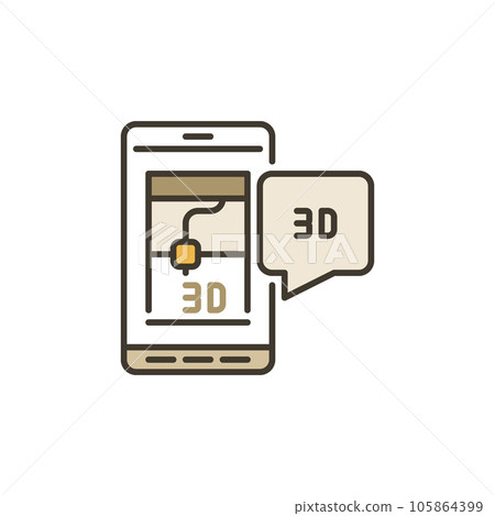 3D Printer Smartphone App device vector concept colored icon 105864399