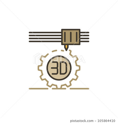 Cog Wheel 3D Printing vector Printer concept colored icon Cog Wheel 3D Printing vector Printer concept colored icon 105864410