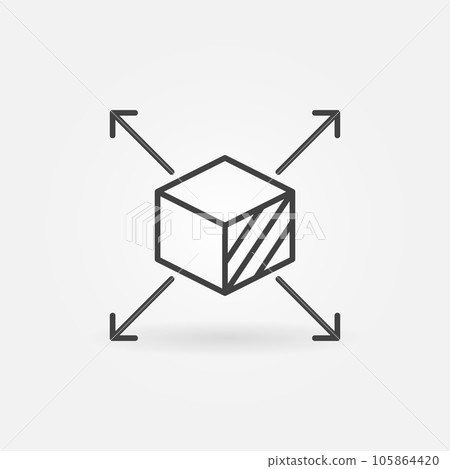 Cube Scale with Arrows vector Scalability concept linear icon 105864420