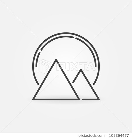 Pyramids in Egypt with Big Sun vector outline icon Pyramids in Egypt with Big Sun vector outline icon 105864477