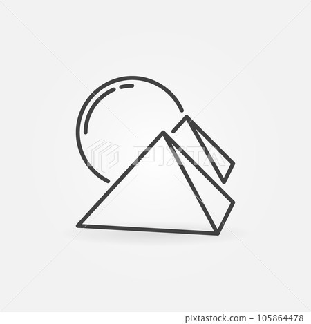Pyramids in Egypt and Big Sun vector thin line icon Pyramids in Egypt and Big Sun vector thin line icon 105864478