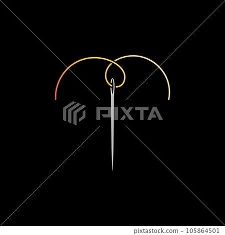 Sewing Needle with Yellow Thread vector modern icon or sign Sewing Needle with Yellow Thread vector modern icon or sign 105864501