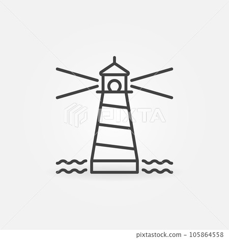 Lighthouse with small Waves vector concept line icon 105864558