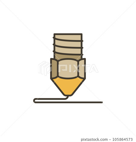 Nozzle for 3D Printer vector Additive Manufacturing concept colored icon Nozzle for 3D Printer vector Additive Manufacturing concept colored icon 105864573