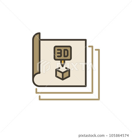 Papers for 3D printing vector concept colored icon Papers for 3D printing vector concept colored icon 105864574