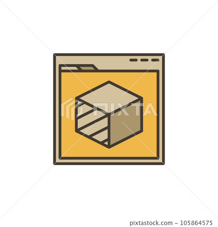 PC Browser with Cube vector Product Development for 3d printing colored icon PC Browser with Cube vector Product Development for 3d printing colored icon 105864575