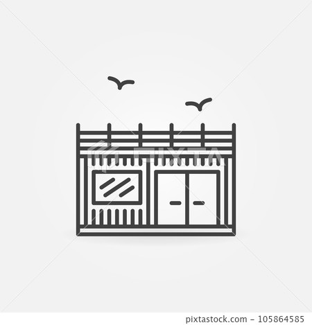 Shipping Container Small House or Office vector concept line icon or symbol Shipping Container Small House or Office vector concept line icon or symbol 105864585