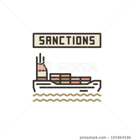 Shipping and Sea Transportation Sanctions or Penalties vector concept colored icon Shipping and Sea Transportation Sanctions or Penalties vector concept colored icon 105864586