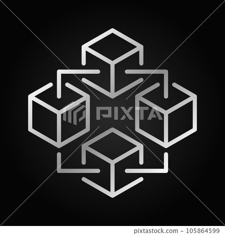 Blockchain technology silver icon. Vector block chain symbol 105864599