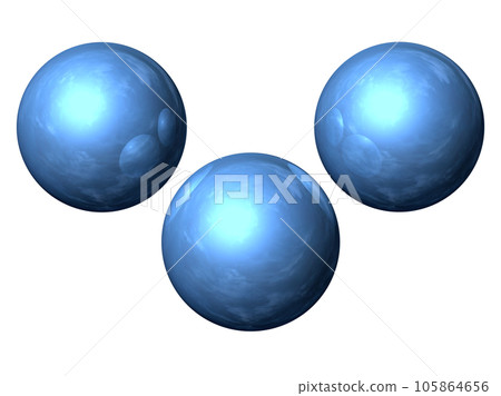 Three-dimensional (3D) "3Ball / three spheres / balls" blue, blue Three-dimensional (3D) "3Ball / three spheres / balls" blue, blue 105864656