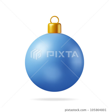 3D Blue Christmas Ball with Golden Clamp 3D Blue Christmas Ball with Golden Clamp 105864801