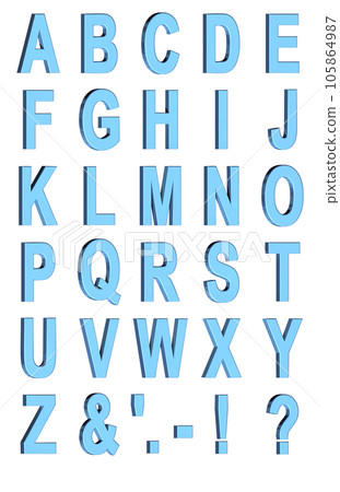 3D Font Pack 1 [Alphabet/cap/three-dimensional letters/alphabet] blue, blue 105864987