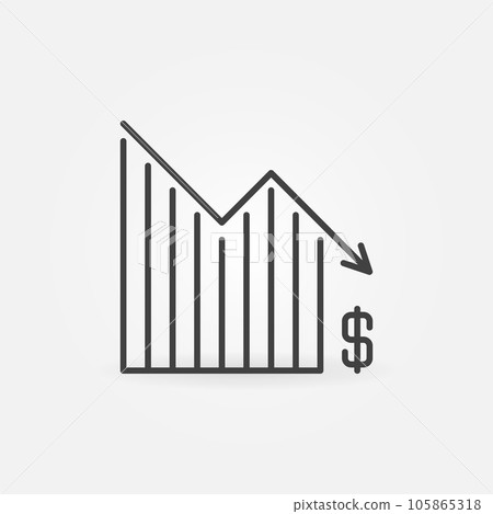 Falling Dollar Chart vector Devaluation and Financial Crisis concept line icon 105865318