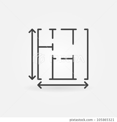 Floor Plan Measurements vector thin line concept icon or sign Floor Plan Measurements vector thin line concept icon or sign 105865321