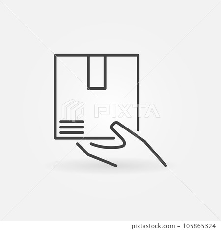 Hand with Cardboard Box vector Warehouse concept outline icon Hand with Cardboard Box vector Warehouse concept outline icon 105865324