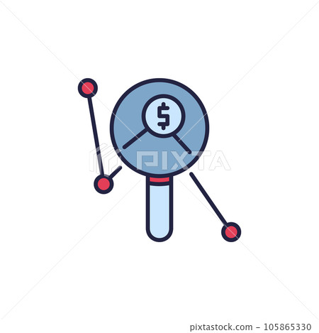 Magnifying Glass with Dollar Inflation Graph vector concept colored icon Magnifying Glass with Dollar Inflation Graph vector concept colored icon 105865330
