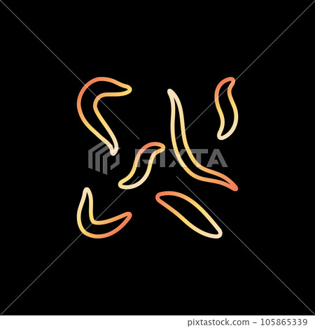 Nematodes or Ascarids vector concept line yellow icon or sign Nematodes or Ascarids vector concept line yellow icon or sign 105865339