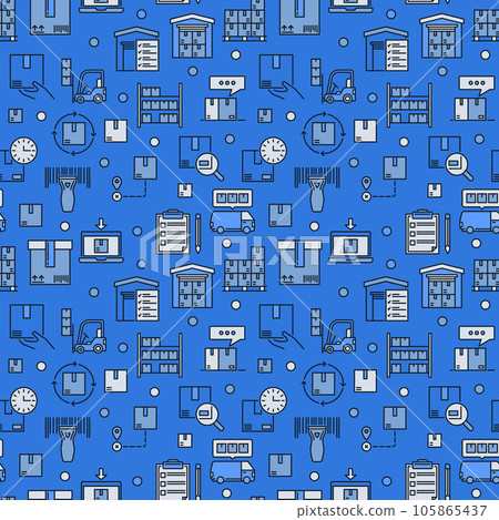 Warehouse vector blue seamless pattern or Inventory background 105865437