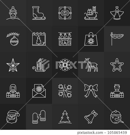Xmas and new year icons. Vector Christmas outline signs 105865439