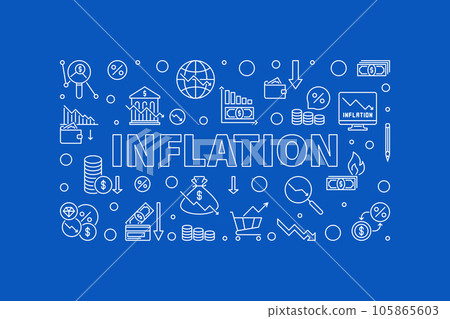 Inflation horizontal thin line banner. Financial Crisis vector illustration Inflation horizontal thin line banner. Financial Crisis vector illustration 105865603