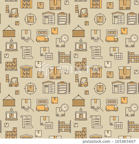 Logistics vector colored seamless background. Delivery pattern 105865607