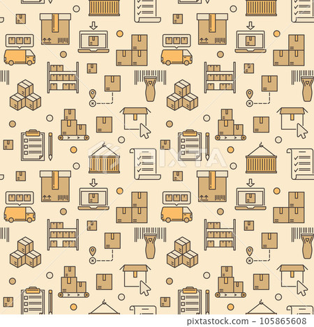 Logistics vector concept colored seamless pattern or background Logistics vector concept colored seamless pattern or background 105865608