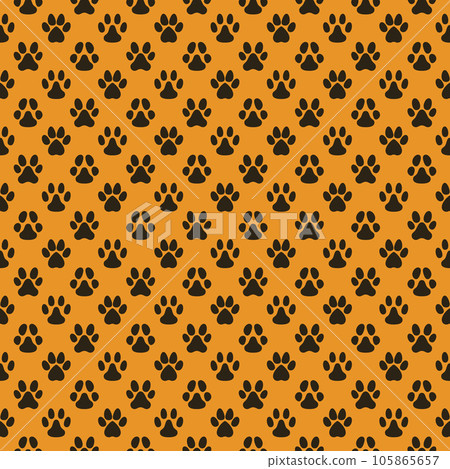 Vector geometric pattern with Animal Tracks - Paw Footprints seamless background 105865657