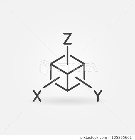 XYZ axis cube vector Tridimensional Coordinate Spaces line icon XYZ axis cube vector Tridimensional Coordinate Spaces line icon 105865661