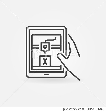 3D Printing online on Tablet vector concept linear icon 105865682