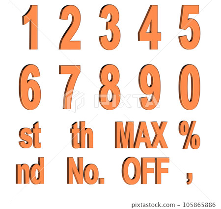 3D Font Pack 1 [Number/three-dimensional characters/numbers] orange, orange 105865886