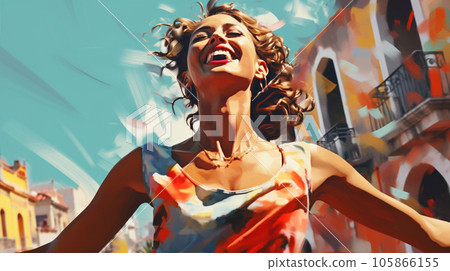 Latin lady dancing graphic image AI-generated image 105866155