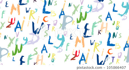 Alphabet symbols color vector seamless pattern Alphabet symbols color vector seamless pattern 105866407