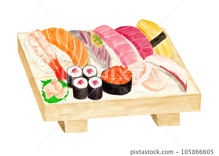 手繪水彩江戶前壽司插畫 105866605