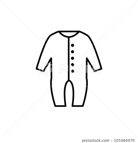 Clean baby fastened detached romper with sleeves and long legs trousers isolated thin line icon. Clean baby fastened detached romper with sleeves and long legs trousers isolated thin line icon. 105866970