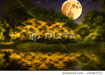canvas adorned with shimmering stars fireflies twinkle like miniature 105867323