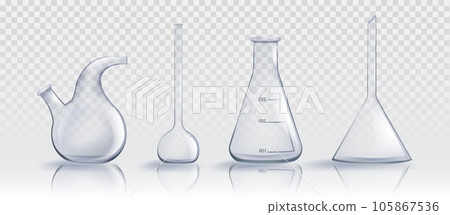 Realistic laboratory glassware set Realistic laboratory glassware set 105867536