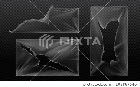 Realistic set of ripped plastic wraps Realistic set of ripped plastic wraps 105867540