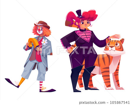 Male clown and female animal tamer Male clown and female animal tamer 105867541