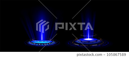Blue glowing neon game portal - realistic vector Blue glowing neon game portal - realistic vector 105867589