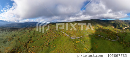 "Iwate Prefecture" Hachimantai and Aspite Line with autumn leaves 105867783