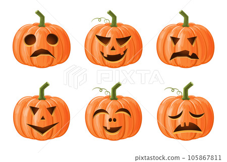 Set of halloween pumpkin . Jack o'lantern . Isolated background . Vector . Set of halloween pumpkin . Jack o'lantern . Isolated background . Vector . 105867811