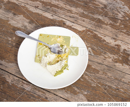 Crumb cake in white plate on wooden table Crumb cake in white plate on wooden table 105869152